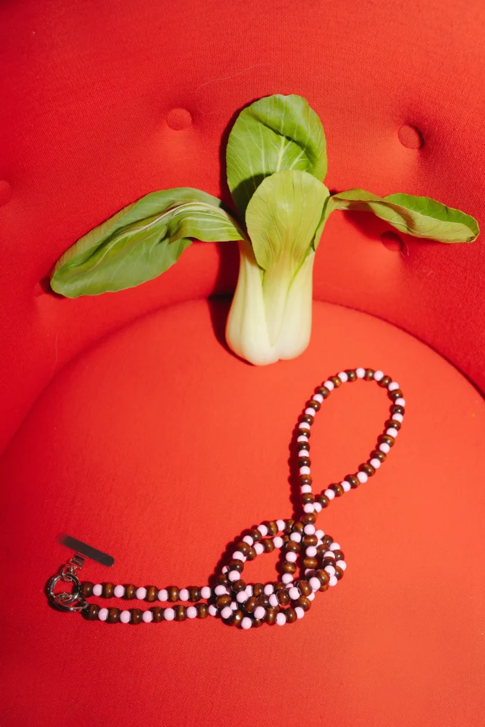 Brelok brązowo - różowy